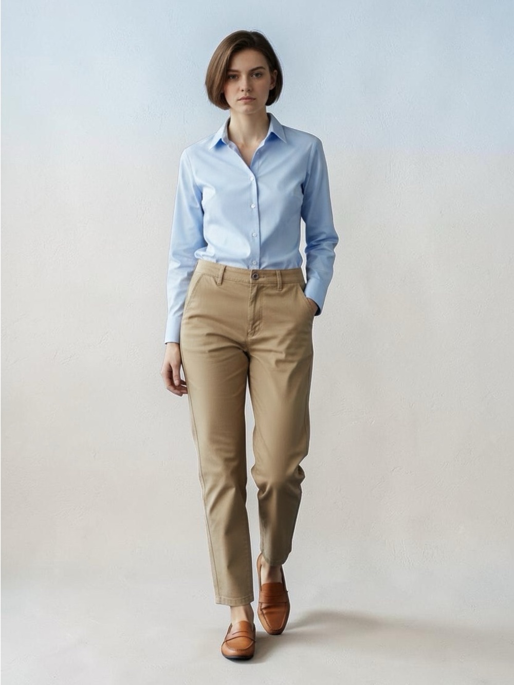 GAP Cropped Straight-Leg Pants in Khaki
